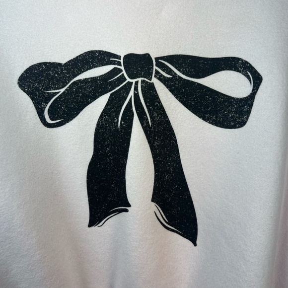 Vinyl Icons Women's Big Bow Sweatshirt Pink Black Fleece Cropped Cozy Chic Small - Picture 10 of 12